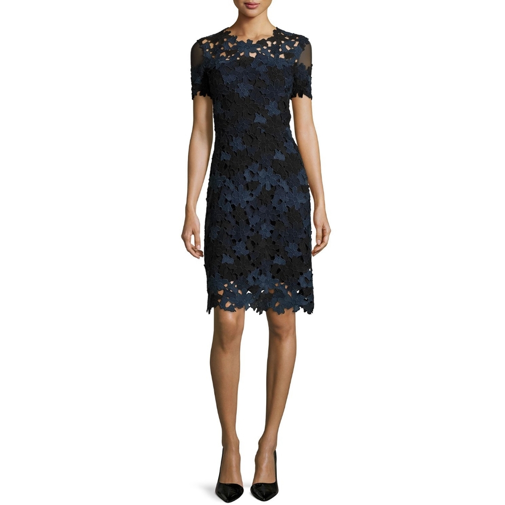 Elie Tahari Ophelia black navy Lace Dress- Sz 10 Like New - Picture 10 of 13